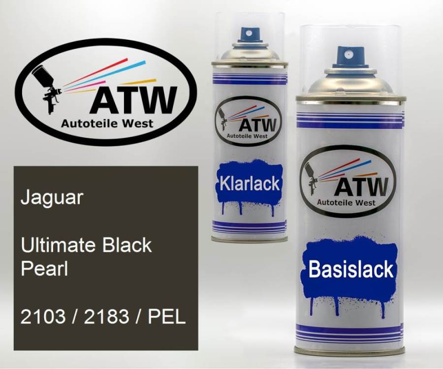 Jaguar, Ultimate Black Pearl, 2103 / 2183 / PEL: 400ml Sprühdose + 400ml Klarlack - Set, von ATW Autoteile West.